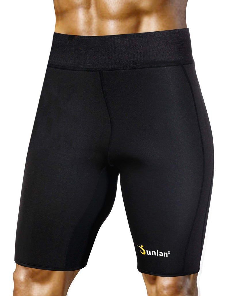Junlan Sweat Shorts for Men Sauna Suit Mens Body Shaper Sweat Sauna Neoprene Shorts(Black, Large) - Image 1